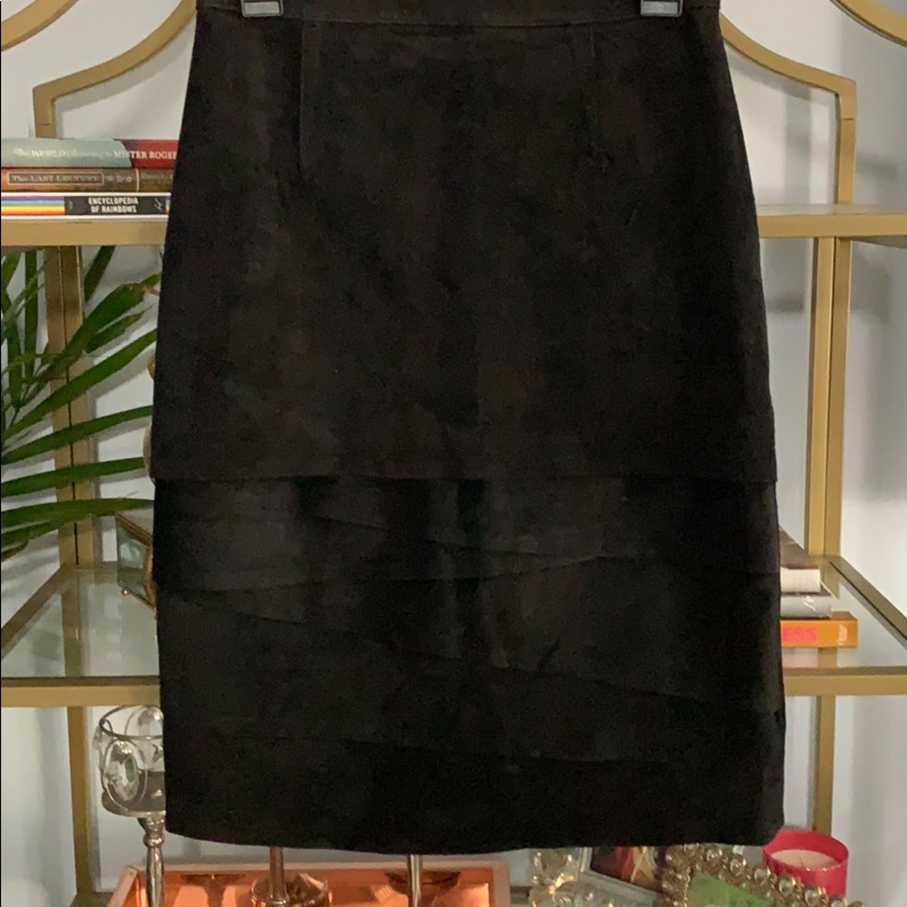 Vintage black genuine leather skirt